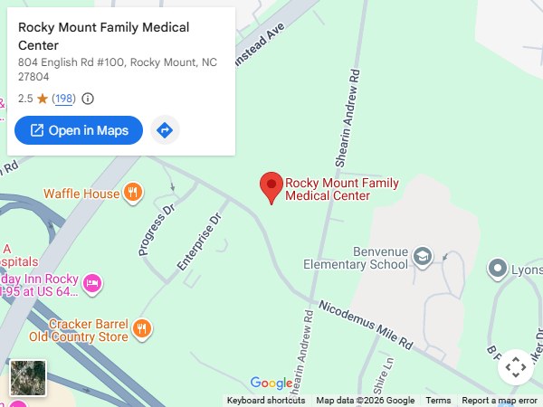 Get Directions From Your Location to Rocky Mount Family Medical Center